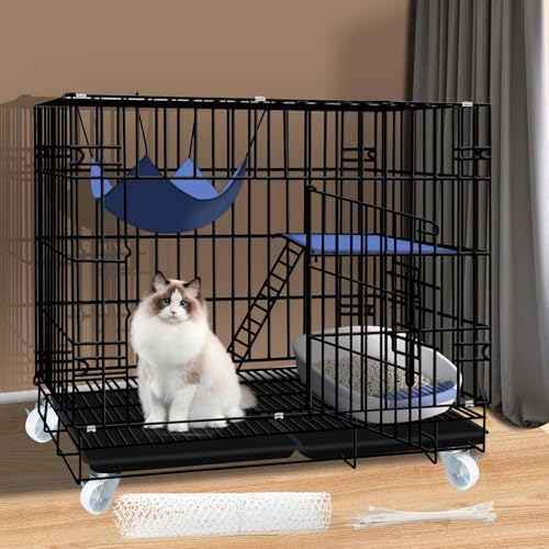 大型猫用 室内猫ケージ シルバーブラック 135*78*55cm 猫ケージ Amazon